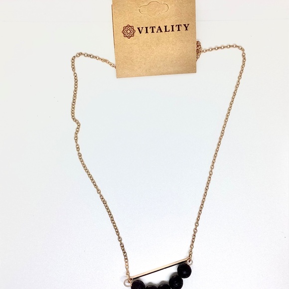 VITALITY Intuitive Goldtone Diffuser Necklace w/Lava Beads.  NEW  SALE $15 - Picture 2 of 5